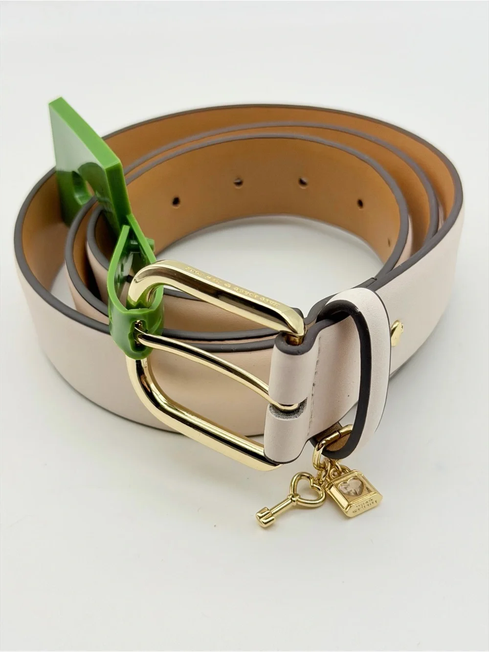 NWT Kate Spade White/Gold Leather Belt Size L